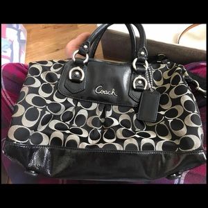 black/gray coach bag & wallet